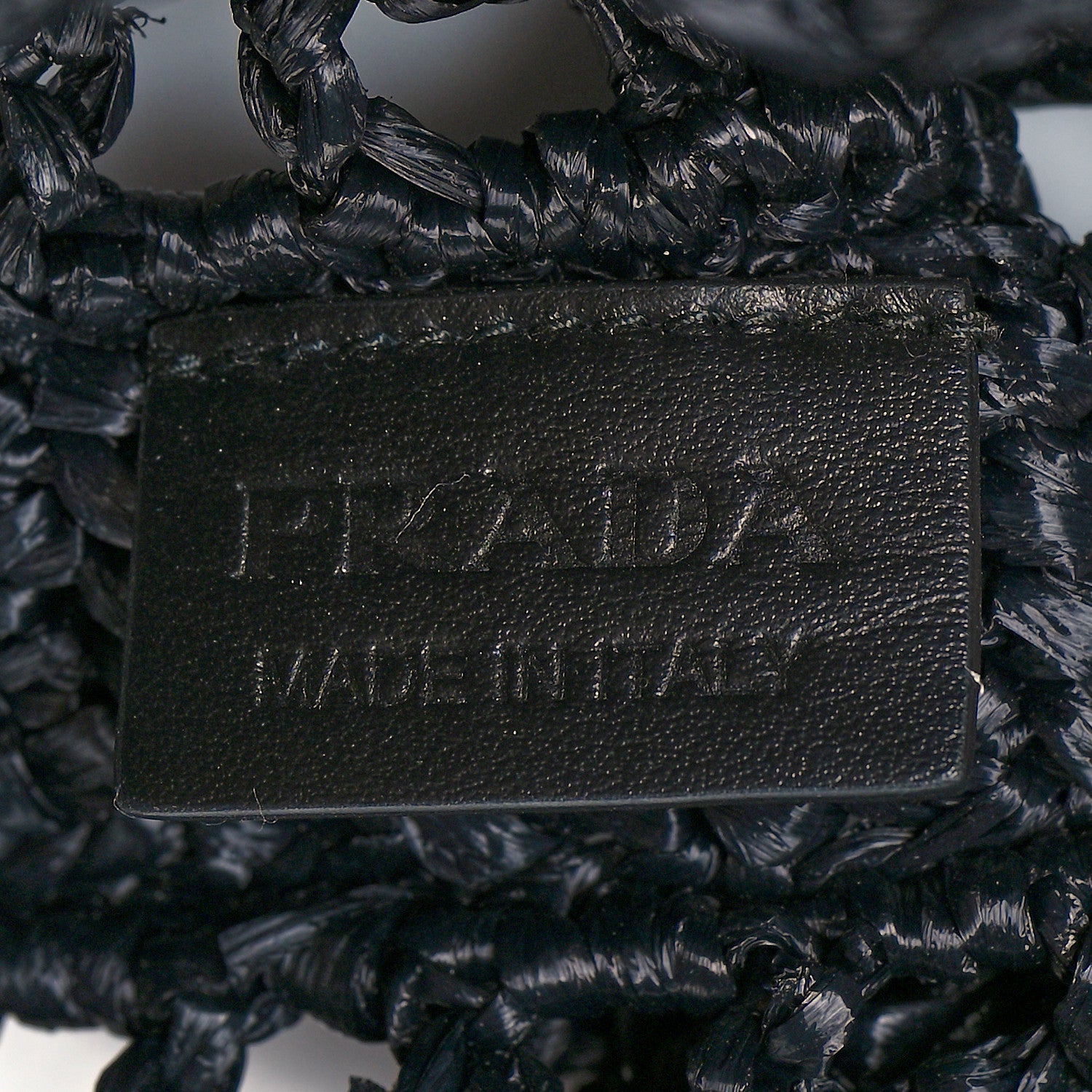 Prada Yarn Raffia Effect Crochet Logo Embroidered Tote Bag Black 6 of 9