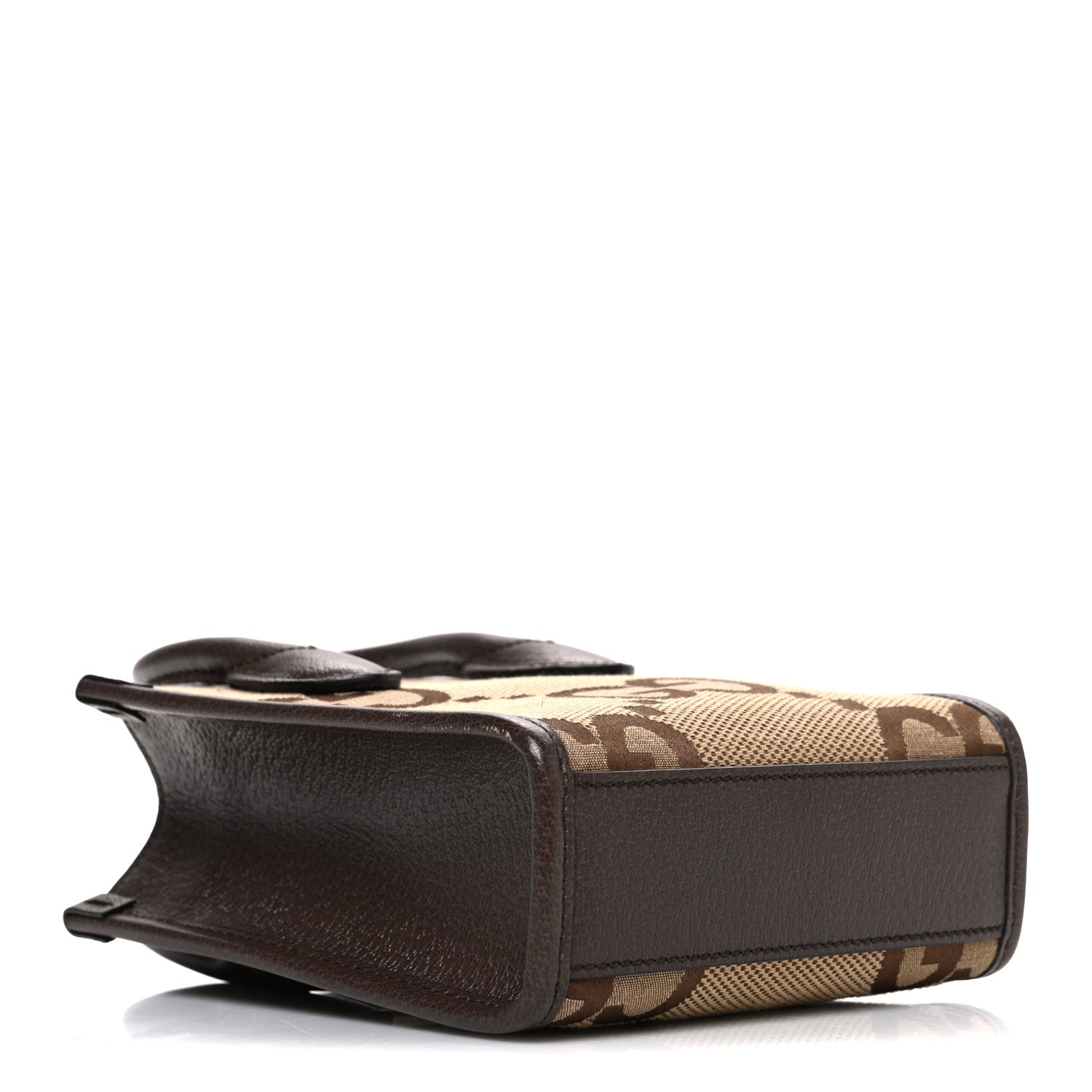 Gucci Monogram Jumbo GG Textured Dollar Calfskin Web Mini Vertical