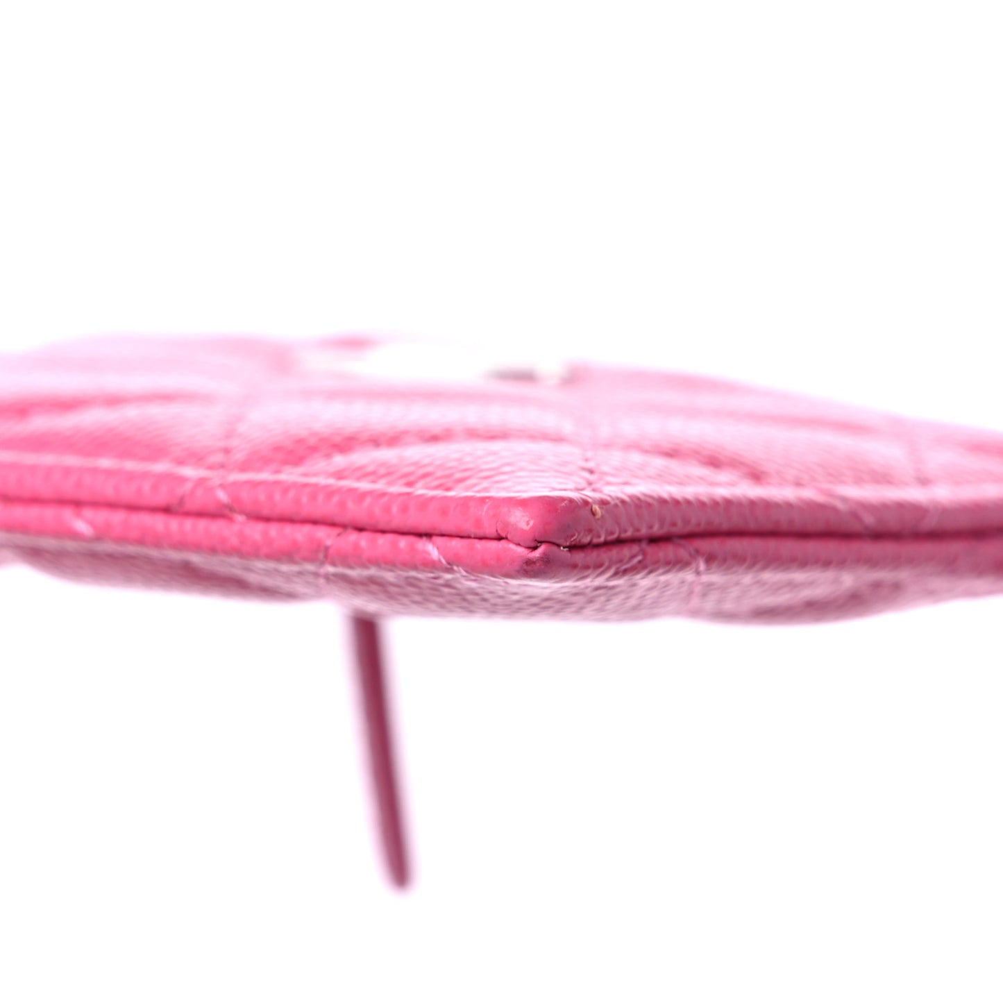 Caviar Quilted CC Zip Card Holder Dark Pink