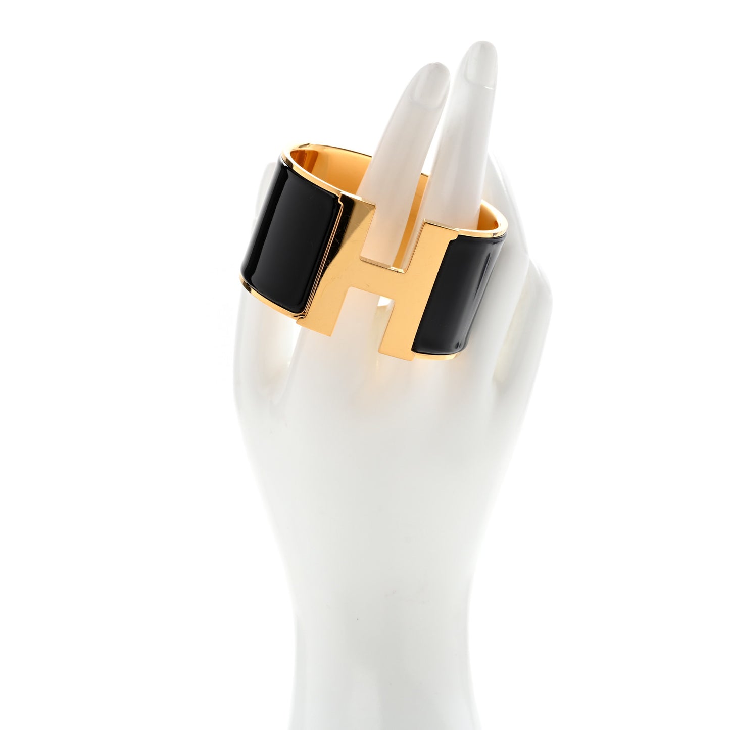 Enamel Extra Wide Clic Clac H Bracelet Black