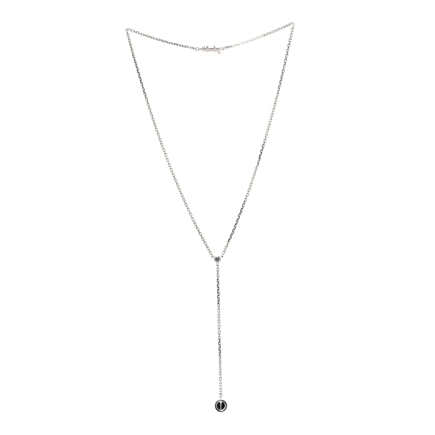 Cartier 18K White Gold Diamond LOVE Drop Necklace 3 of 5