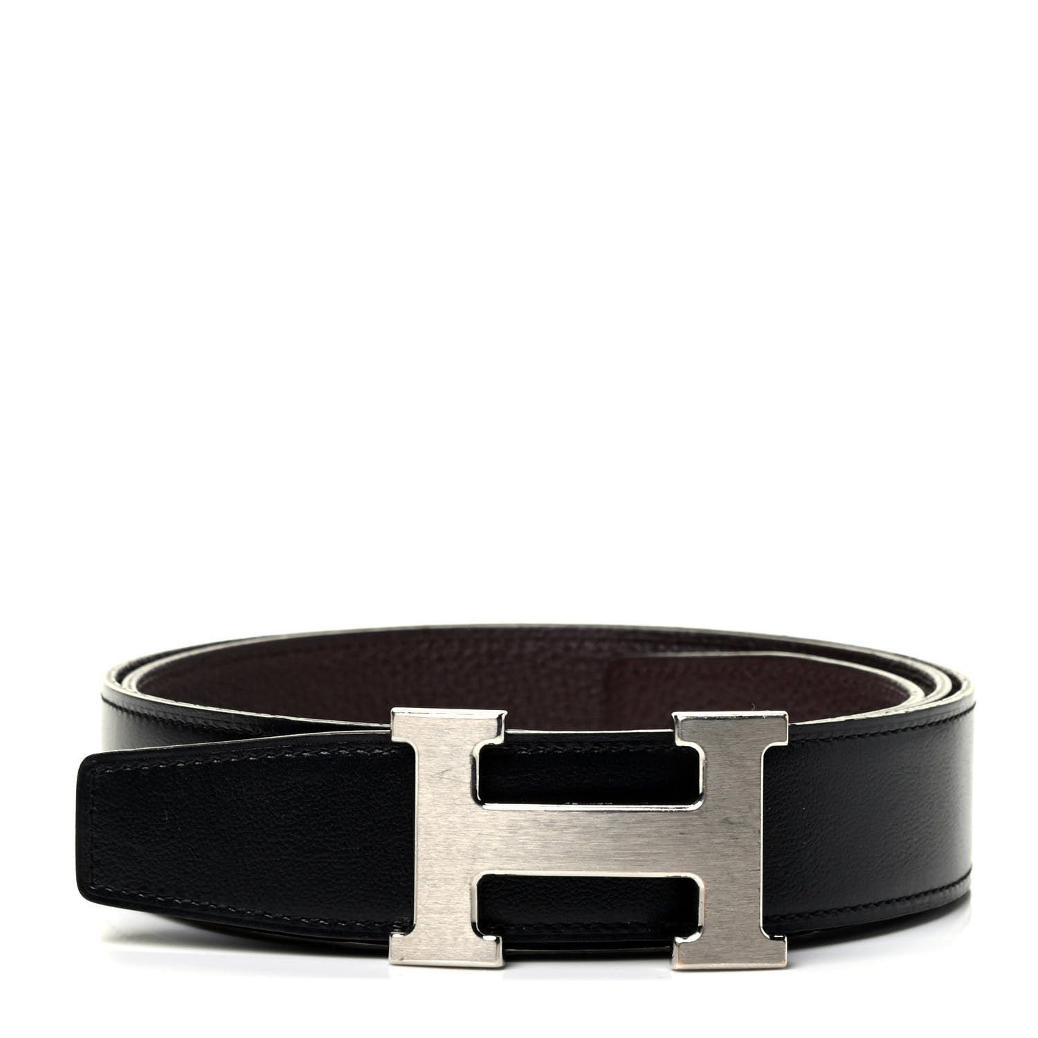 Hermes Box Togo 32mm H Belt 90 Black Chocolate 1 of 3