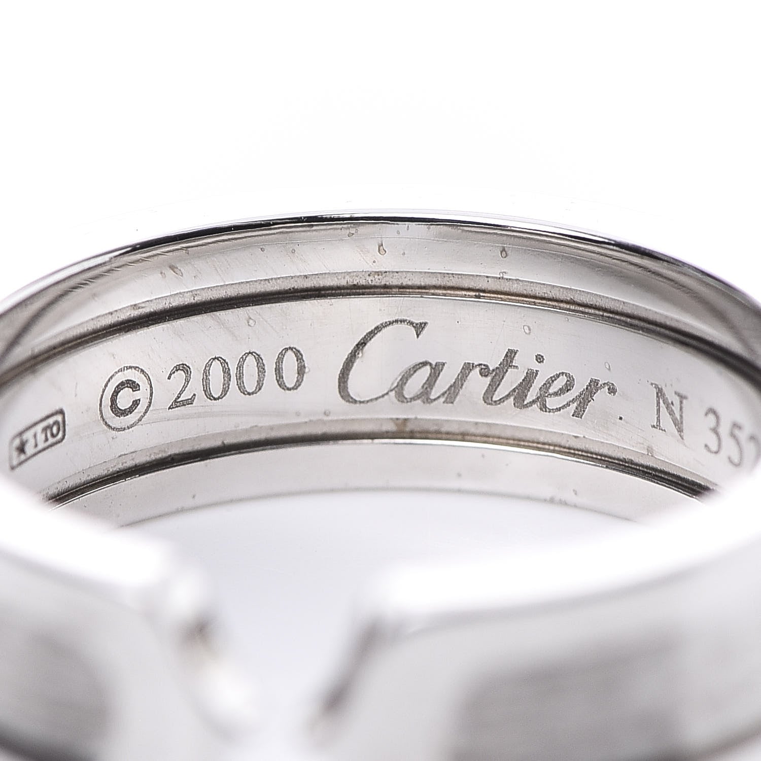 Cartier 18K White Gold 6.5mm C De Ring 54 6.75 4 of 5
