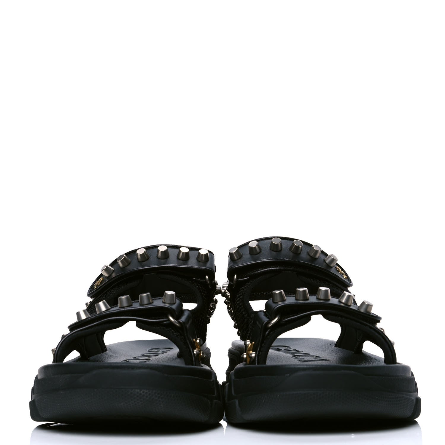 Gucci Nappa Mesh Studded Mens Aguru Sandals 10.5 Black 2 of 4