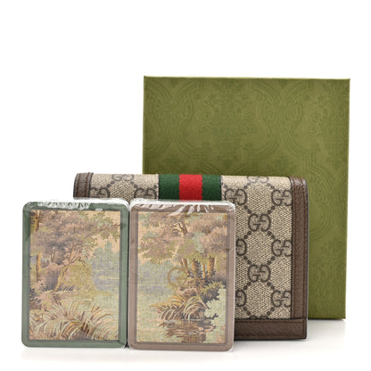 Gucci GG Supreme Monogram Web Ophidia Double Playing Card Case Beige New Acero 9 of 9