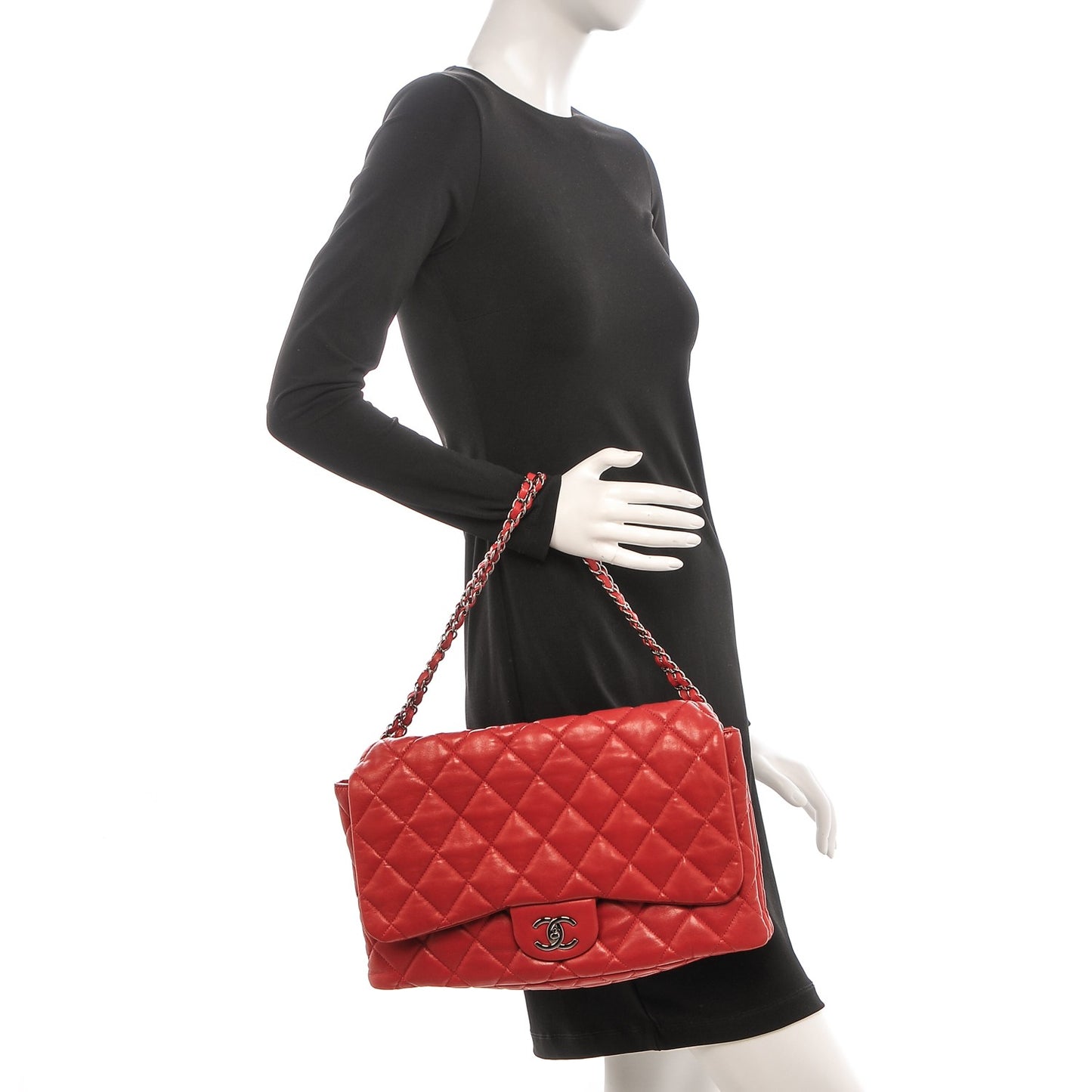 Lambskin Quilted 3 Maxi Flap Bag Red