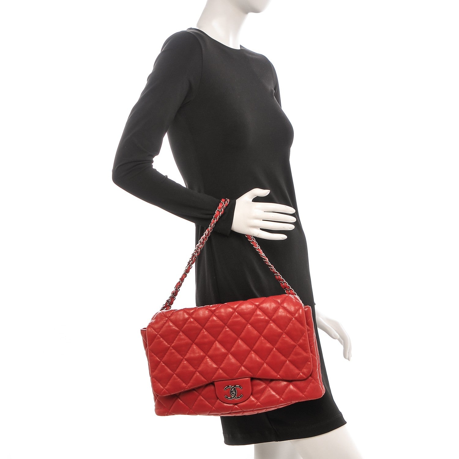 Chanel Lambskin Quilted 3 Maxi Flap Bag Red 2 of 16