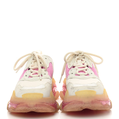 Balenciaga Fabric Mesh Clear Sole Womens Triple S Sneakers 38 White Pink 2 of 13
