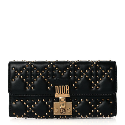 Christian Dior Lambskin Cannage Studded Dioraddict Wallet on Chain Black 1 of 13