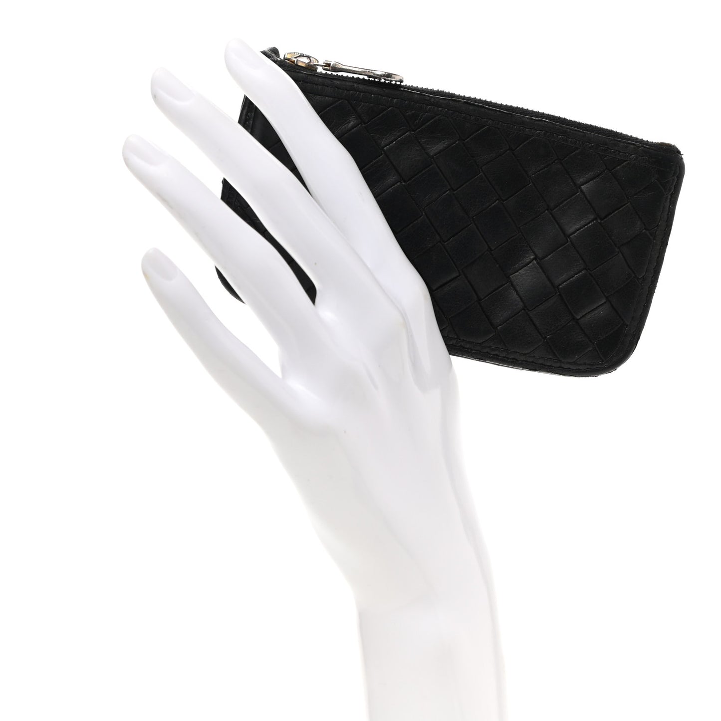 Nappa Intrecciato Zip Around Coin Purse Black