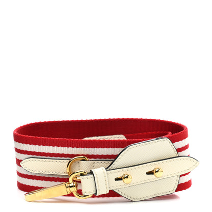Prada Saffiano Striped Fabric Nastro Righe Shoulder Strap Fuoco 1 of 6