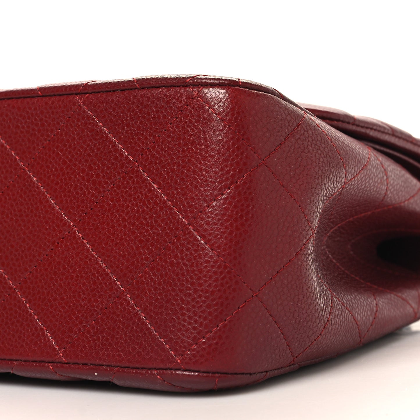 Caviar Quilted Jumbo Double Flap Dark Red