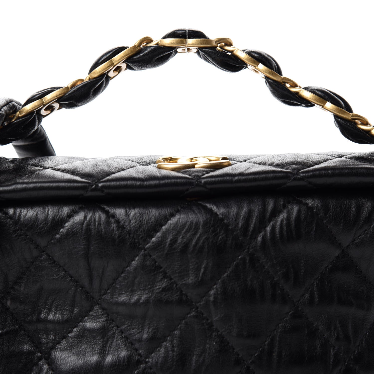 Chanel Crumpled Lambskin Quilted Small CC Links Shoulder Bag Black 11 of 12