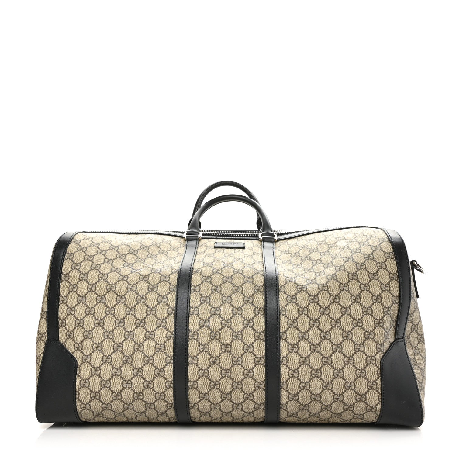 Gucci GG Supreme Monogram Selleria Calfskin Large Duffle Beige Ebony Black 1 of 6