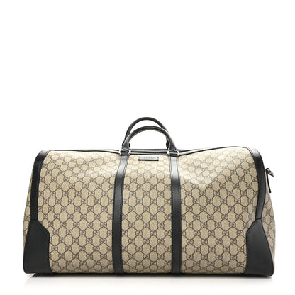 Gucci GG Supreme Monogram Selleria Calfskin Large Duffle Beige Ebony Black 1 of 6