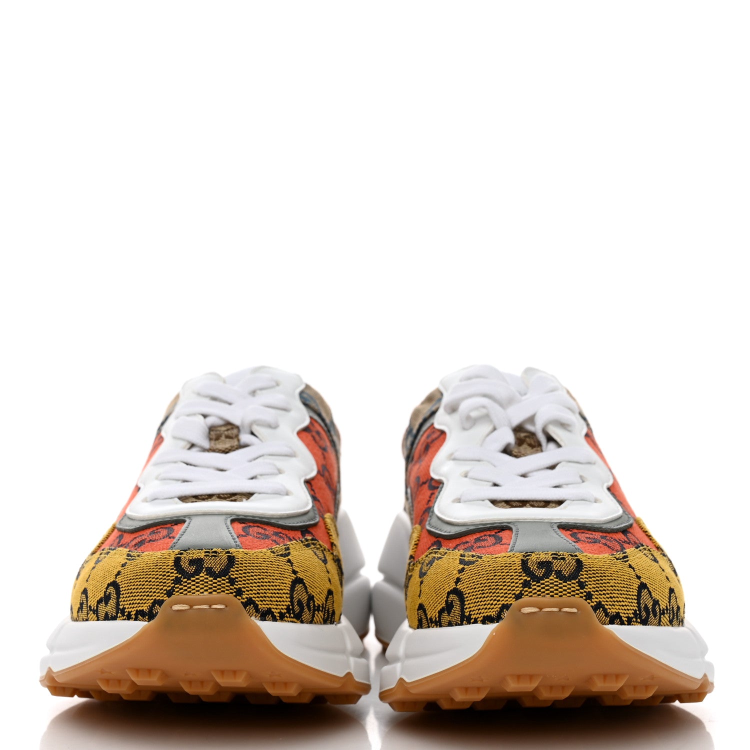 Gucci Monogram Multicolor Demetra Womens Rhyton Sneakers 36.5 Yellow Blue Great White Tabasco 2 of 8