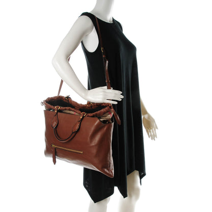 Burberry Soft Calfskin House Check Big Crush Tote Tan 2 of 8