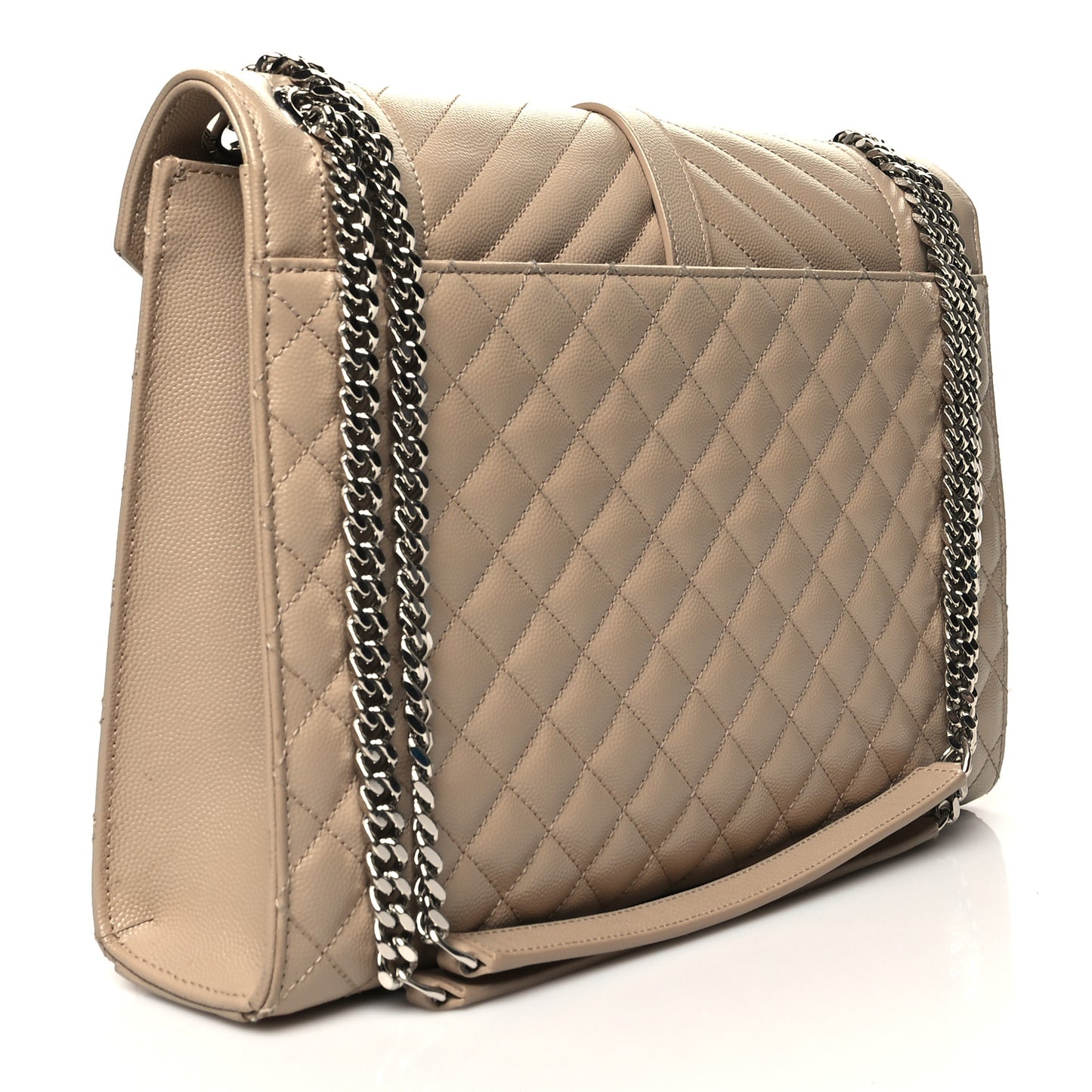 Grain De Poudre Large Tri-Quilt Monogram Satchel Dark Beige