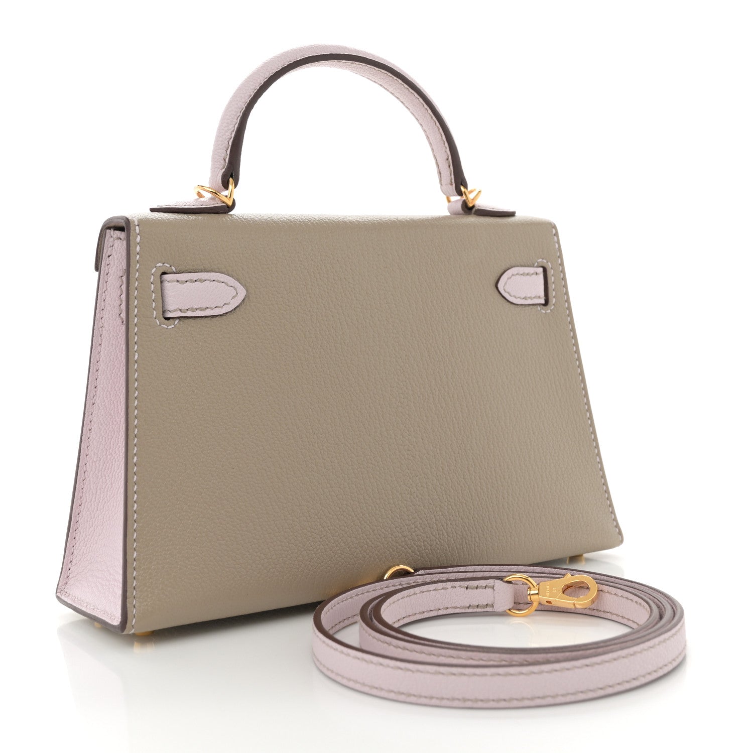 ラベンダーHERMES ケリーミュール　超美品　ライトベージュグレージュ Hermes Chevre Mysore Horseshoe Mini Kelly Sellier 20 Gris