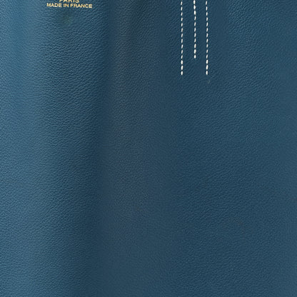 Hermes Taurillon Clemence Double Sens 45 Reversible Tote Bleu Izmir Etain 12 of 19
