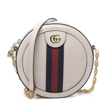 Gucci Textured Calfskin Web Mini Ophidia Round Shoulder Bag Mystic White 1 of 11