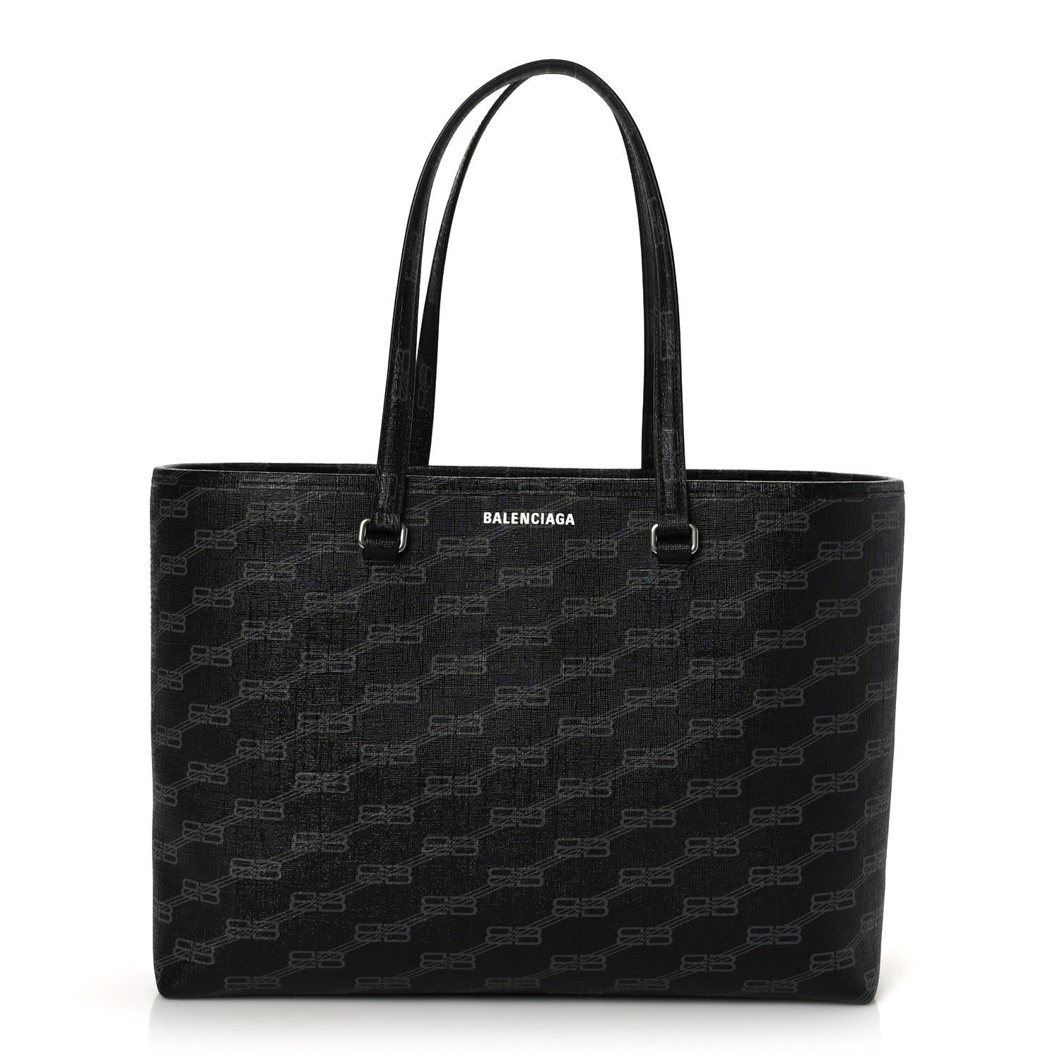 Balenciaga Coated Canvas BB Monogram Medium Signature East West Shopper Bag Black Grey 1 of 9