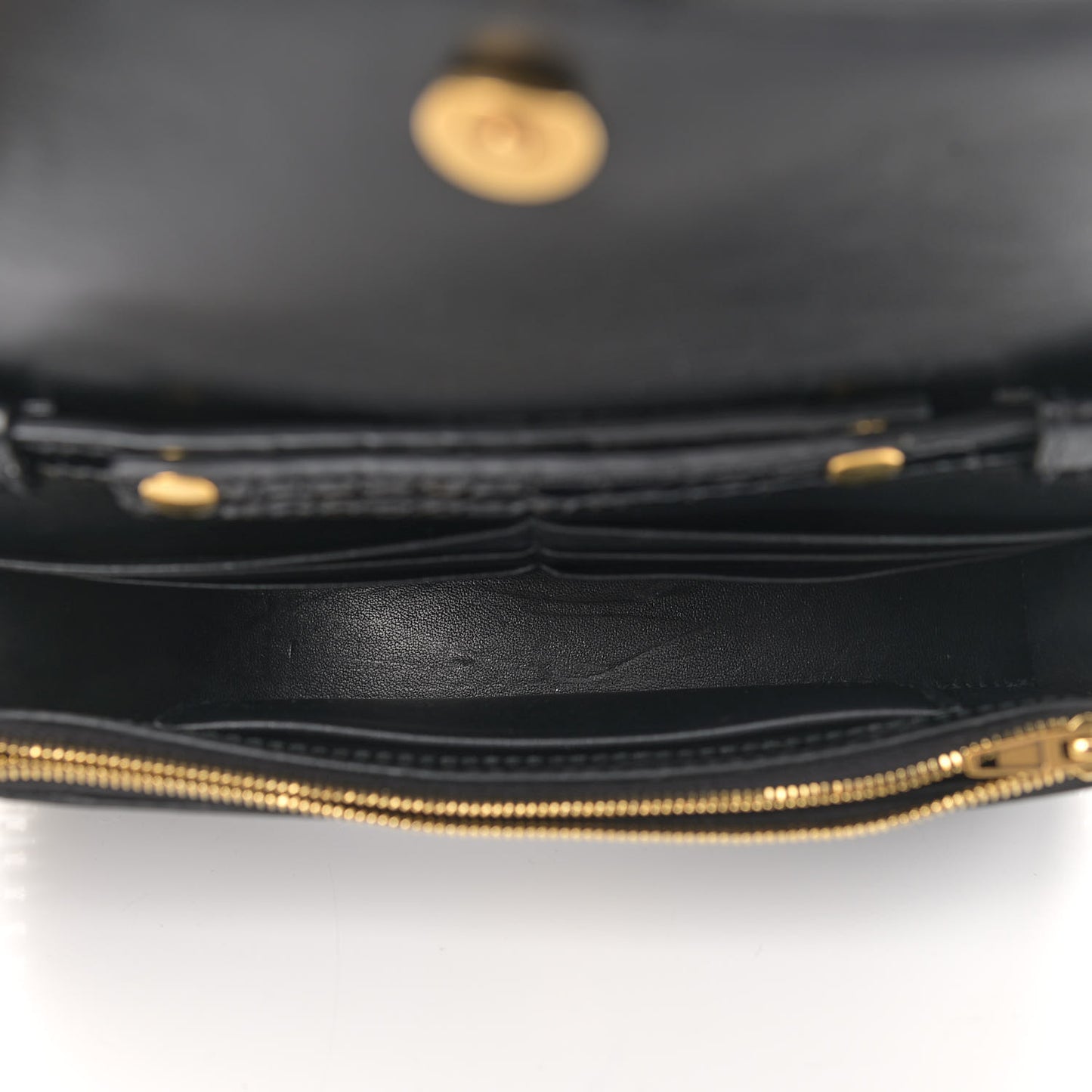 Shiny Calfskin Crocodile Embossed Hourglass Chain Bag Black
