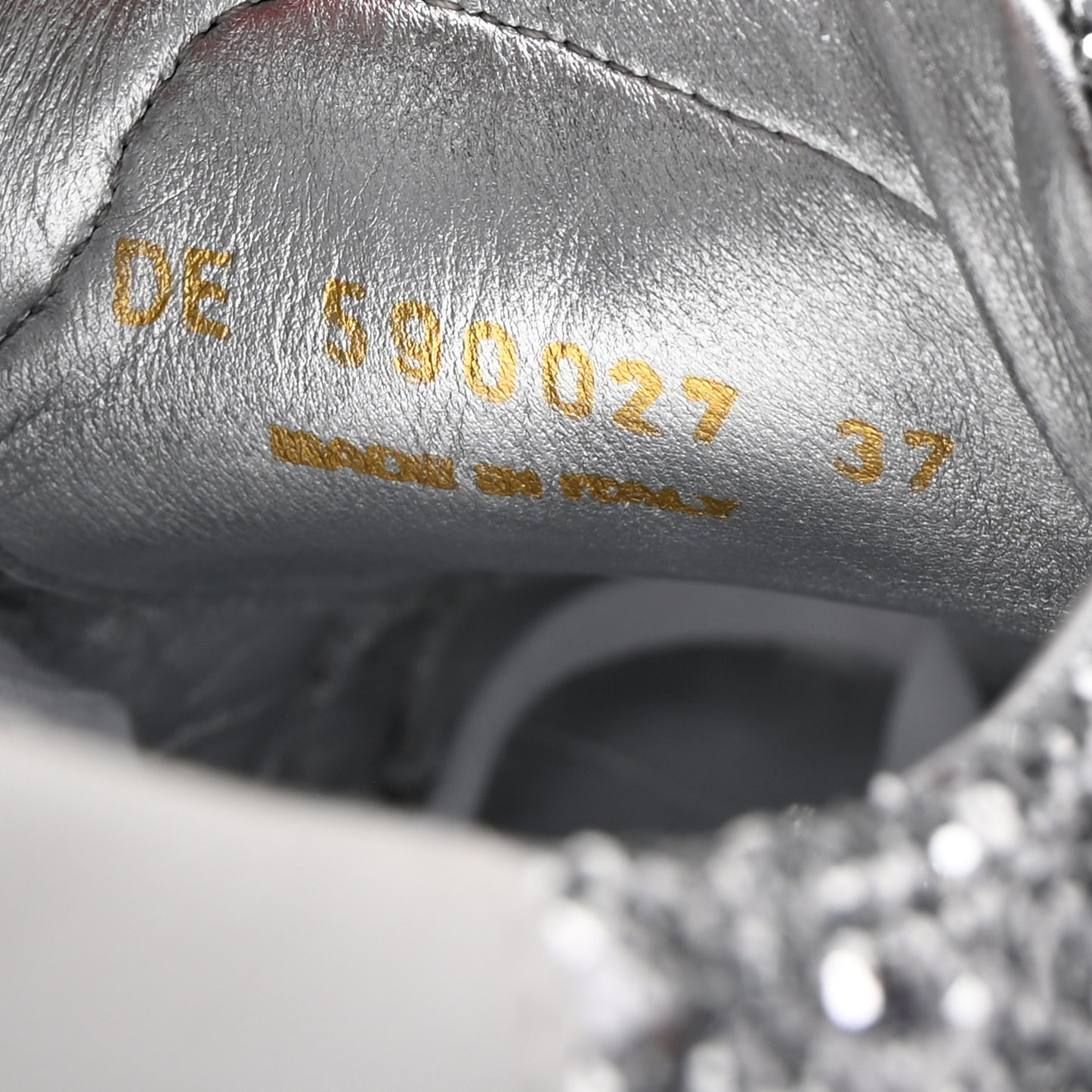 Calfskin Crystal Glitter Andy Sneakers 37 Silver