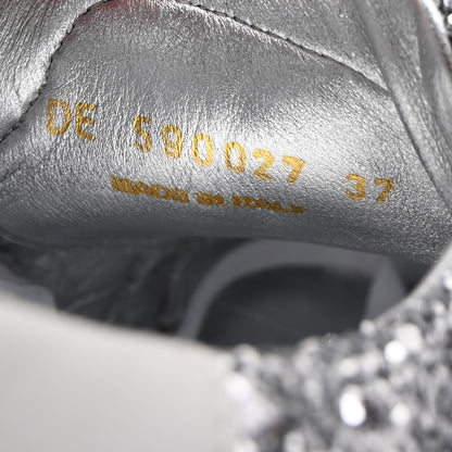 Saint Laurent Calfskin Crystal Glitter Andy Sneakers 37 Silver 10 of 11