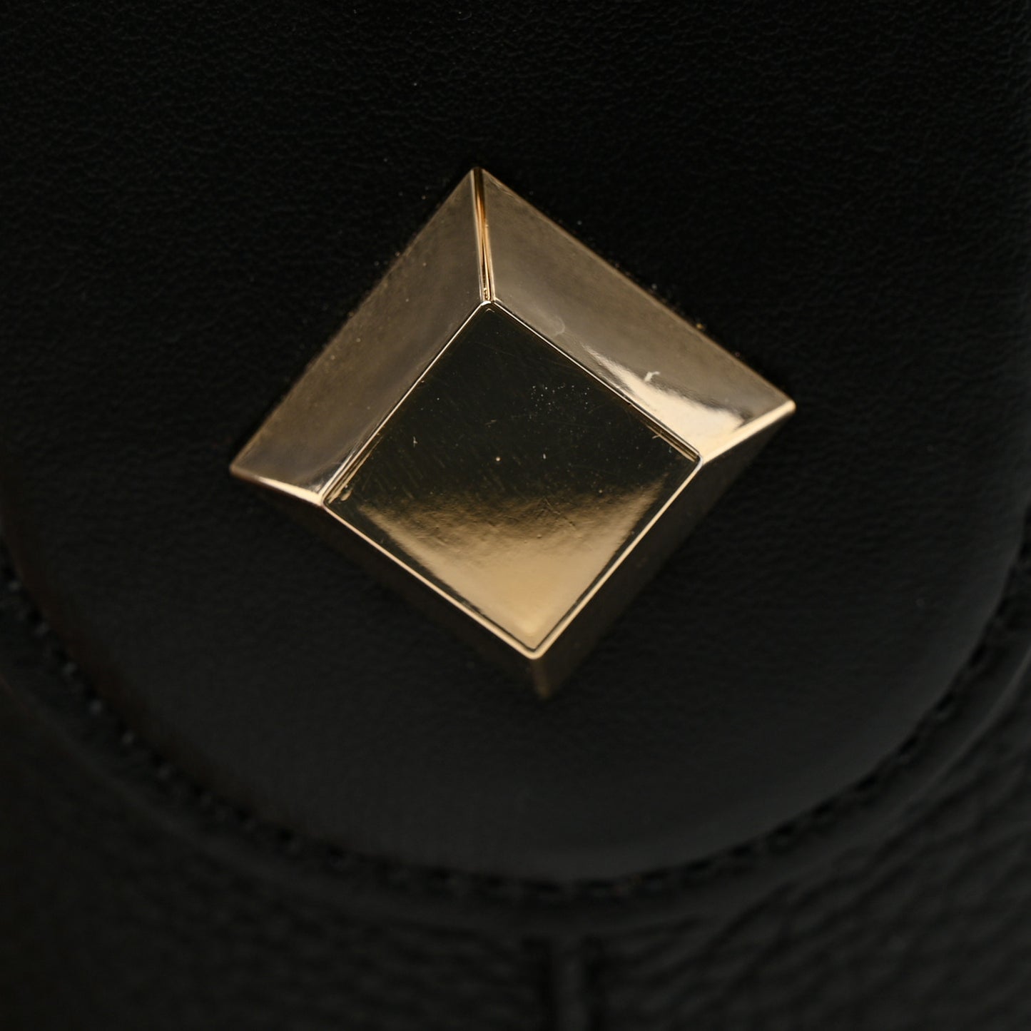 Grained Calfskin Mini Carasky Bucket Bag Black