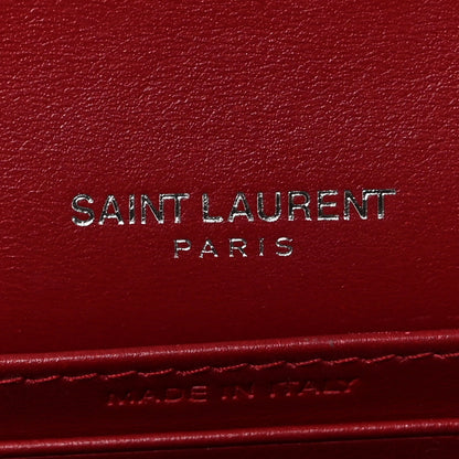 Saint Laurent Calfskin Crocodile Embossed Monogram Sunset Chain Wallet New Lipstick Red 6 of 9