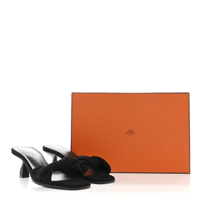 Hermes Suede Goatskin Giny 55 Sandals 38 Black 10 of 10