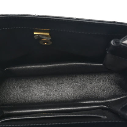 Chanel Shiny Calfskin Quilted Small Metal Chain Top Handle Flap Black 5 of 10