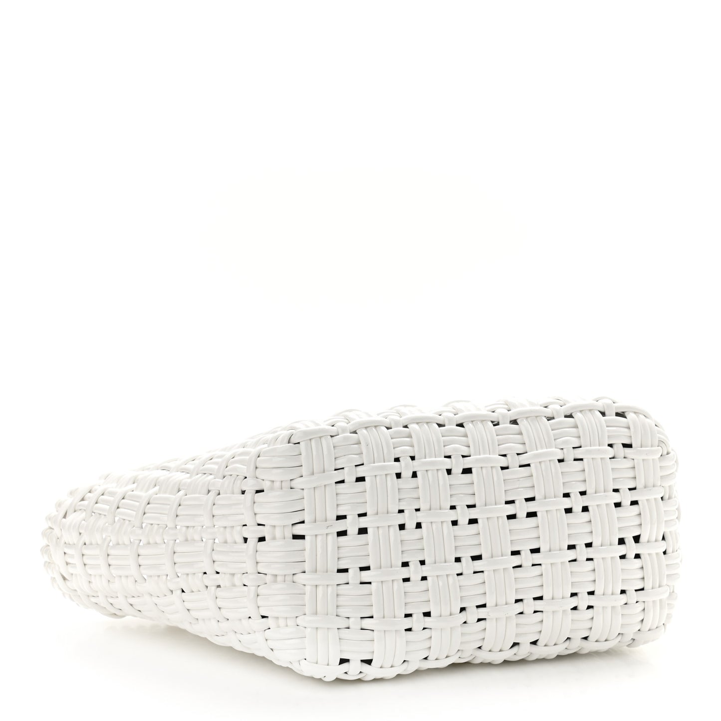 Varnished Faux Calfskin Braided XS Bistro Basket White