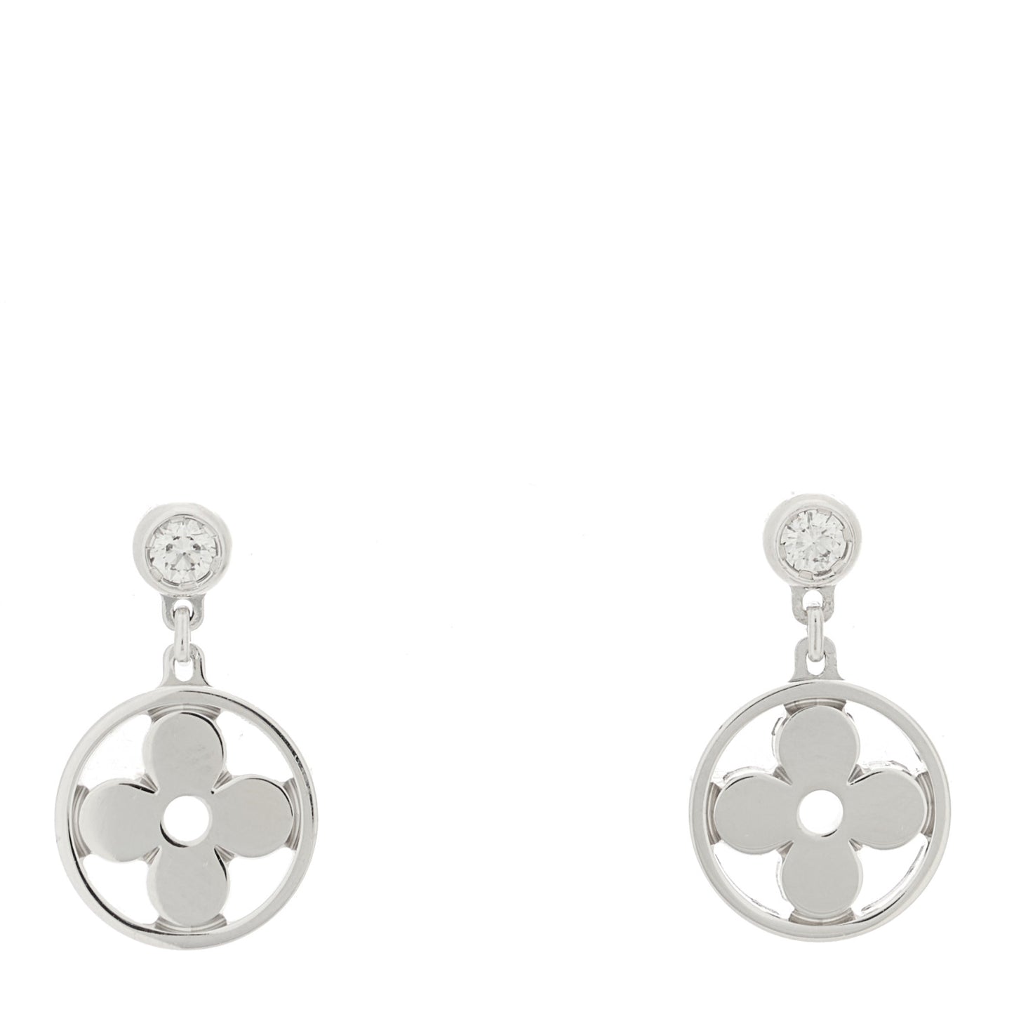 18K White Gold Diamond Monogram Idylle Blossom Drop Earings