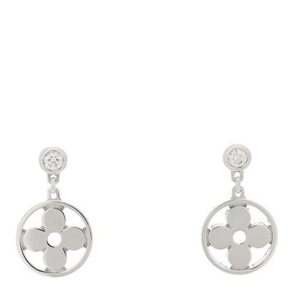 Louis Vuitton 18K White Gold Diamond Monogram Idylle Blossom Drop Earings 1 of 4