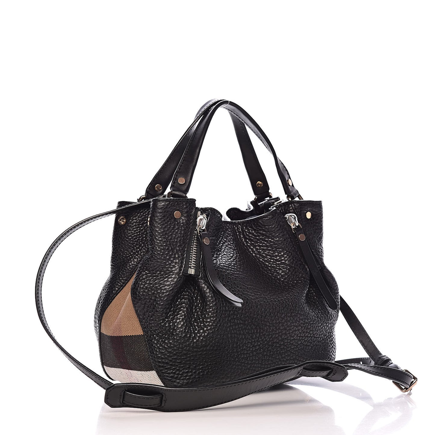 Grainy Calfskin House Check Small Maidstone Black