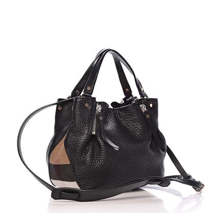 Burberry Grainy Calfskin House Check Small Maidstone Black 3 of 10