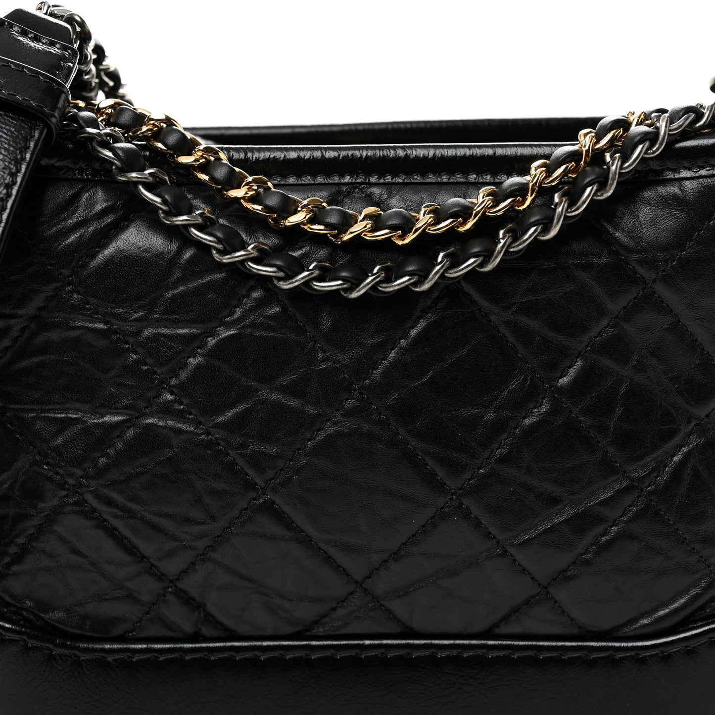 Aged Calfskin Quilted Small Gabrielle Hobo Black