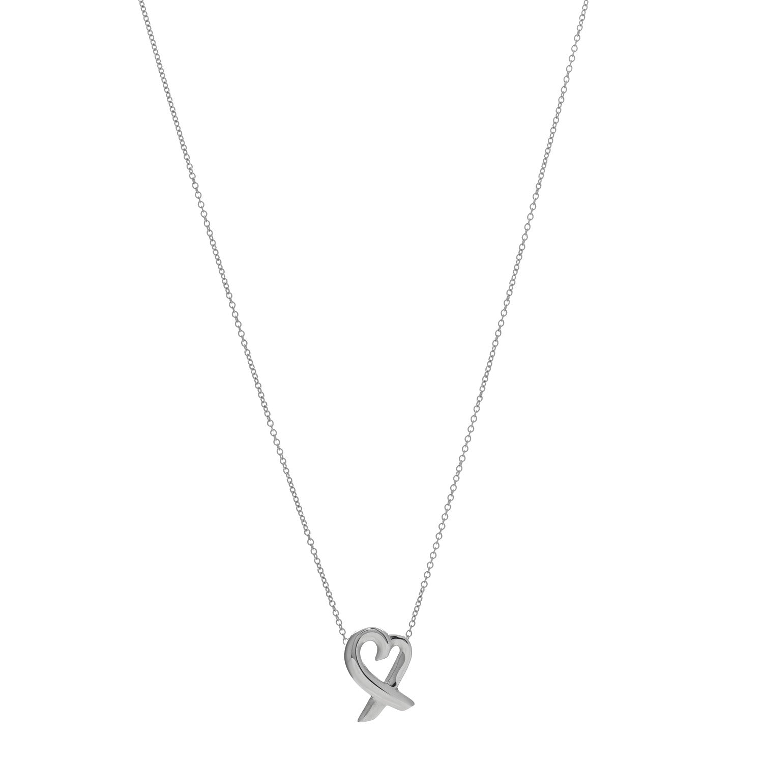 Tiffany Sterling Silver Paloma Picasso Loving Heart Pendant Necklace 1 of 5