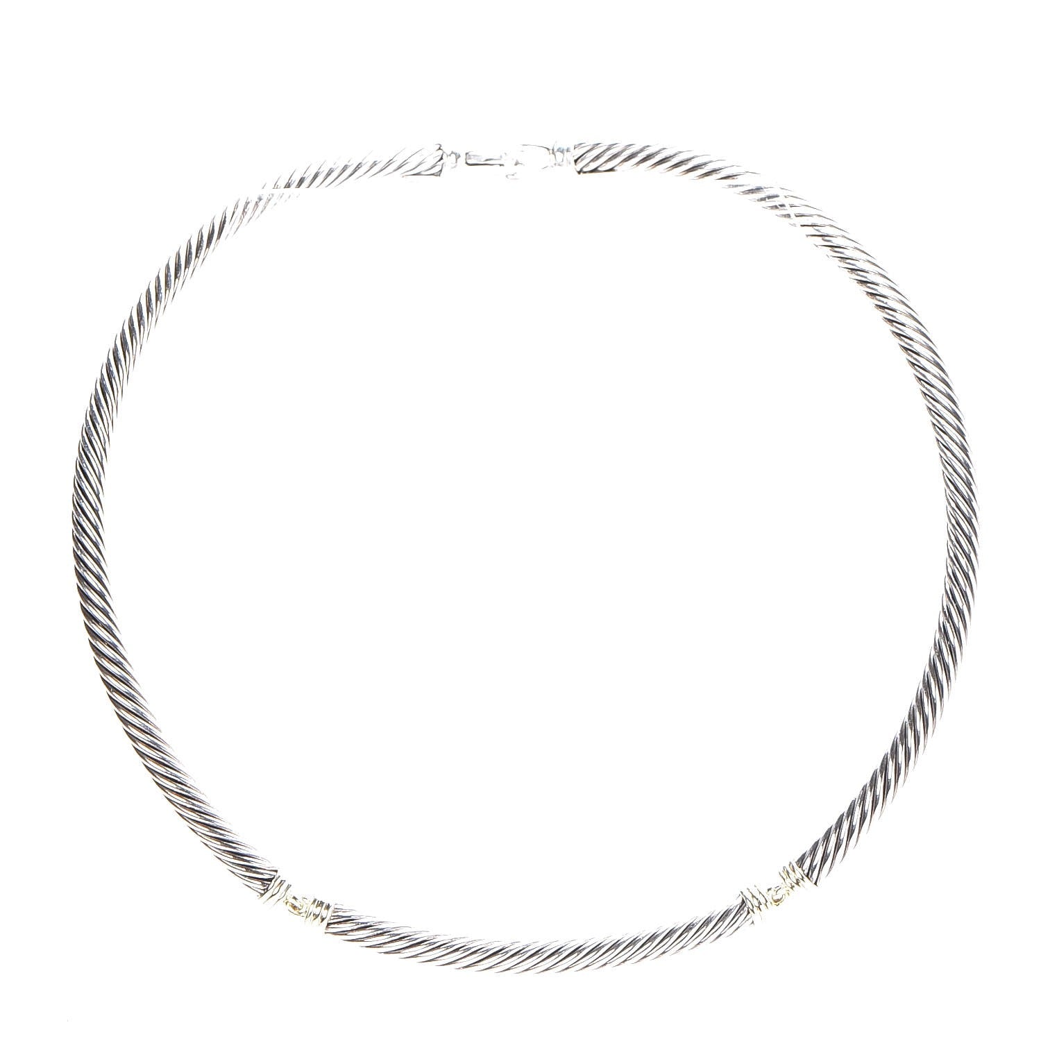 David Yurman Sterling Silver 14K Yellow Gold 5mm Metro Necklace 3 of 6