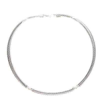 David Yurman Sterling Silver 14K Yellow Gold 5mm Metro Necklace 3 of 6