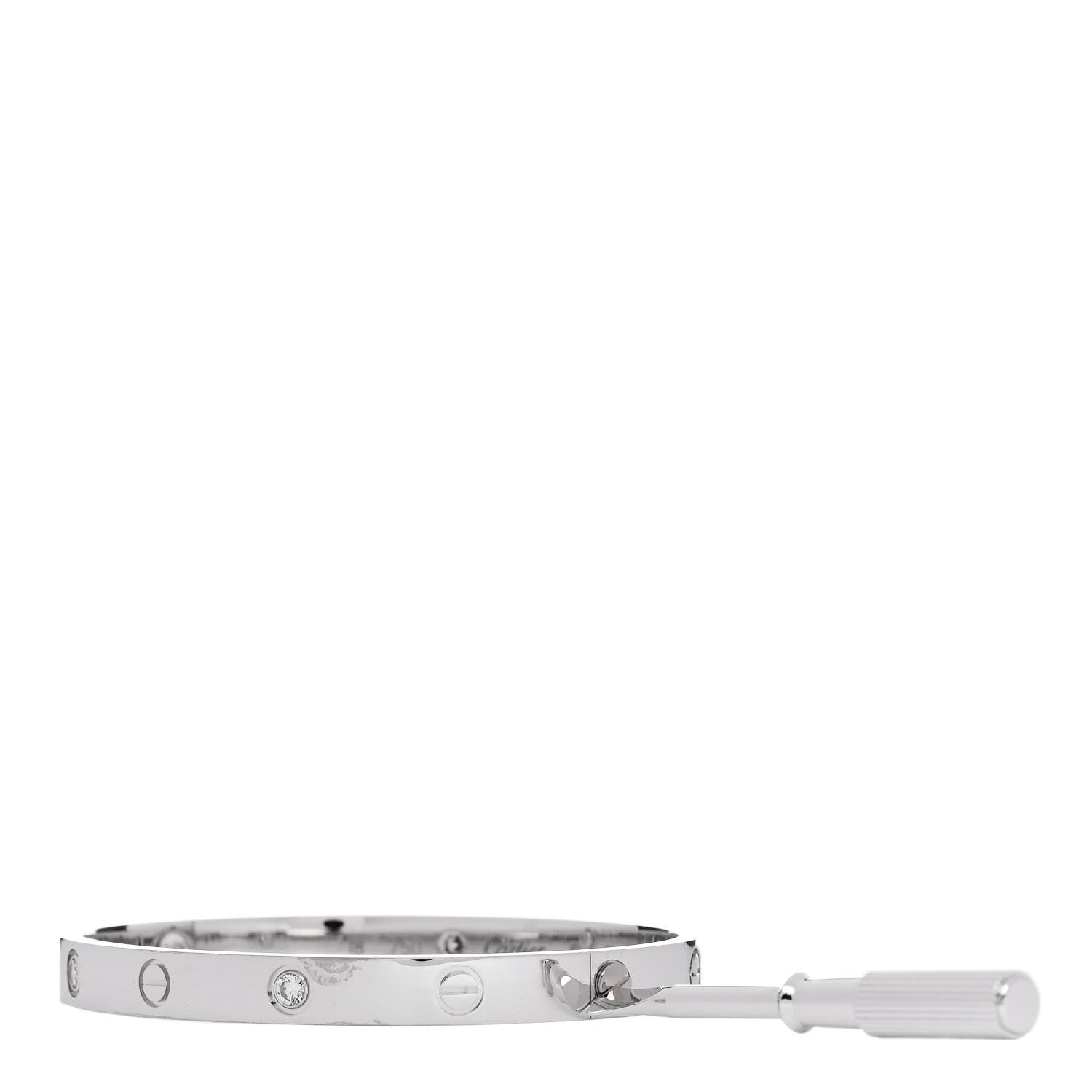 Cartier 18K White Gold 4 Diamond LOVE Bracelet 18 3 of 8