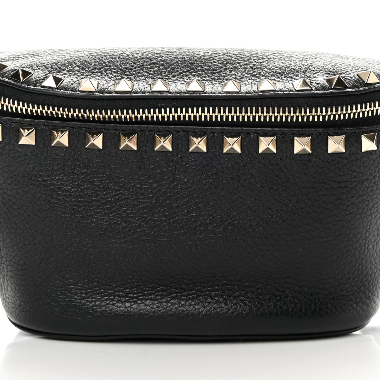 Grainy Calfskin Rockstud Belt Bag Black