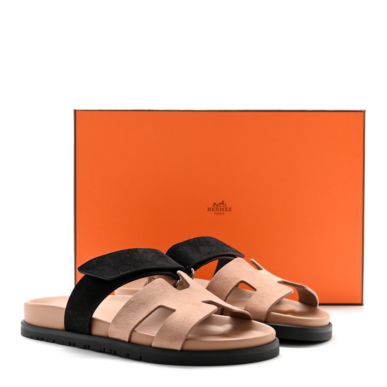 Hermes Suede Goatskin Womens Chypre Sandals 36 Rose Perle Black 10 of 10