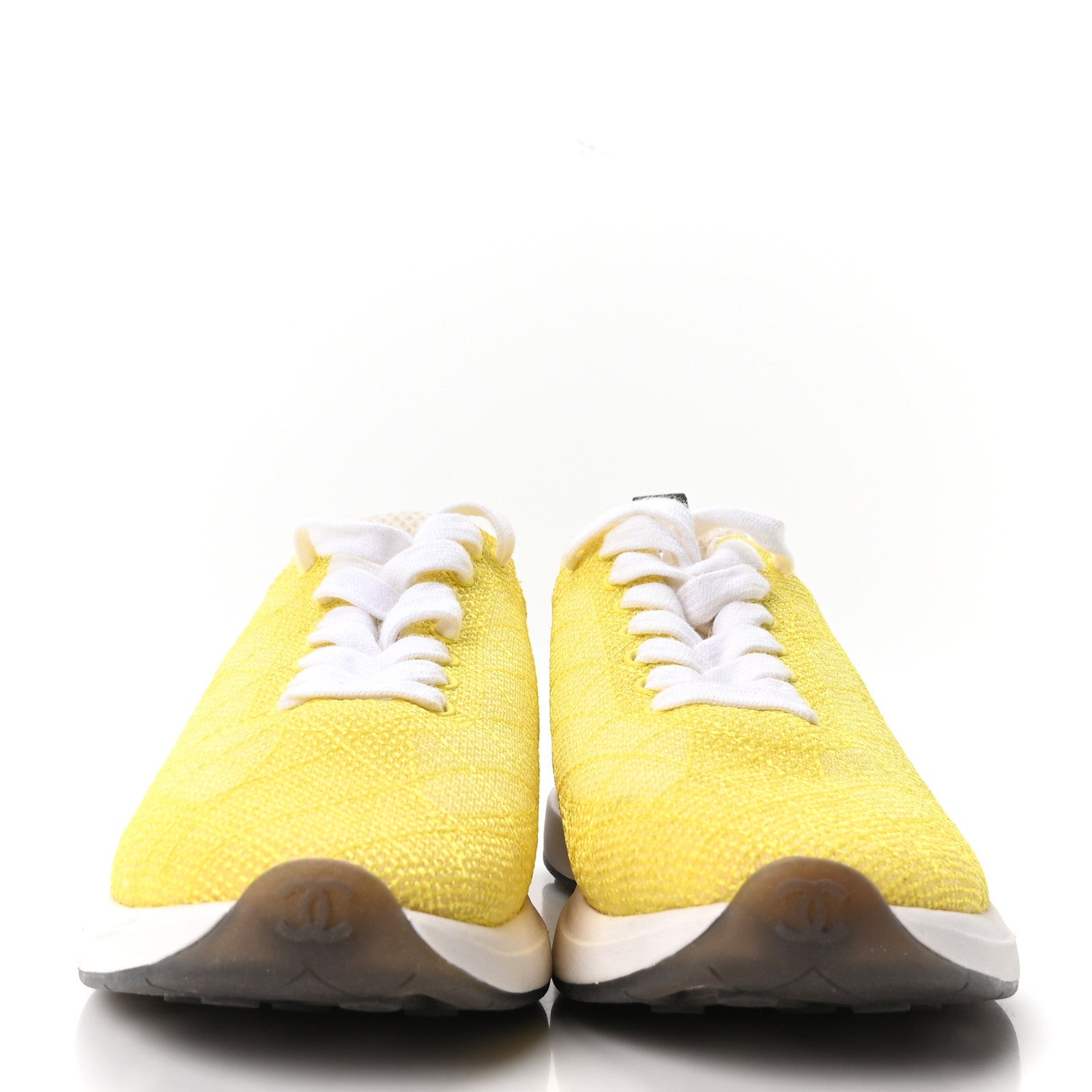 Chanel Mesh Embroidered CC Sneakers 38.5 Yellow 7 of 16