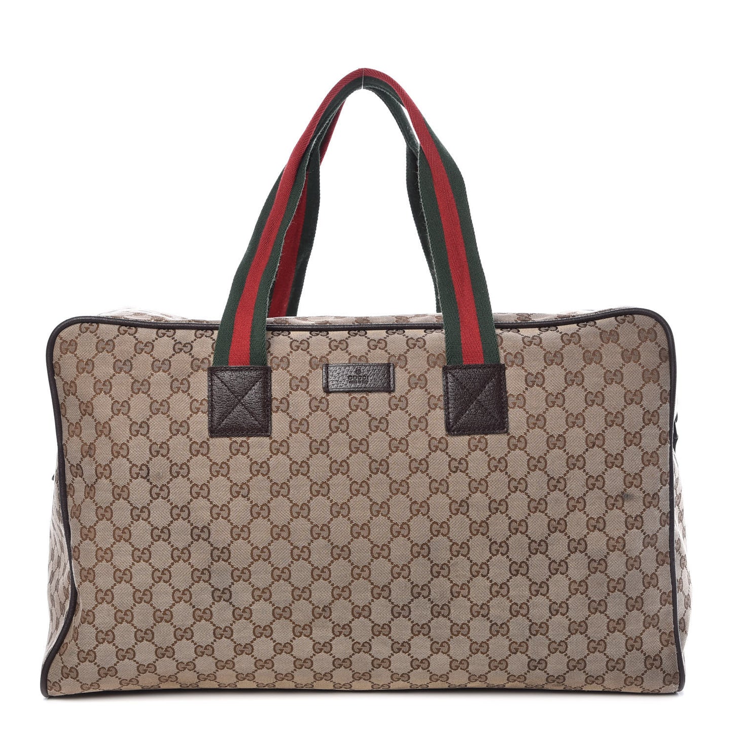GG Monogram Web Large Collapsible Carry On Duffle Beige Brown