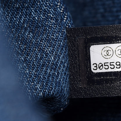 Chanel Denim Quilted CC Print Jumbo Single Flap Blue 9 of 11