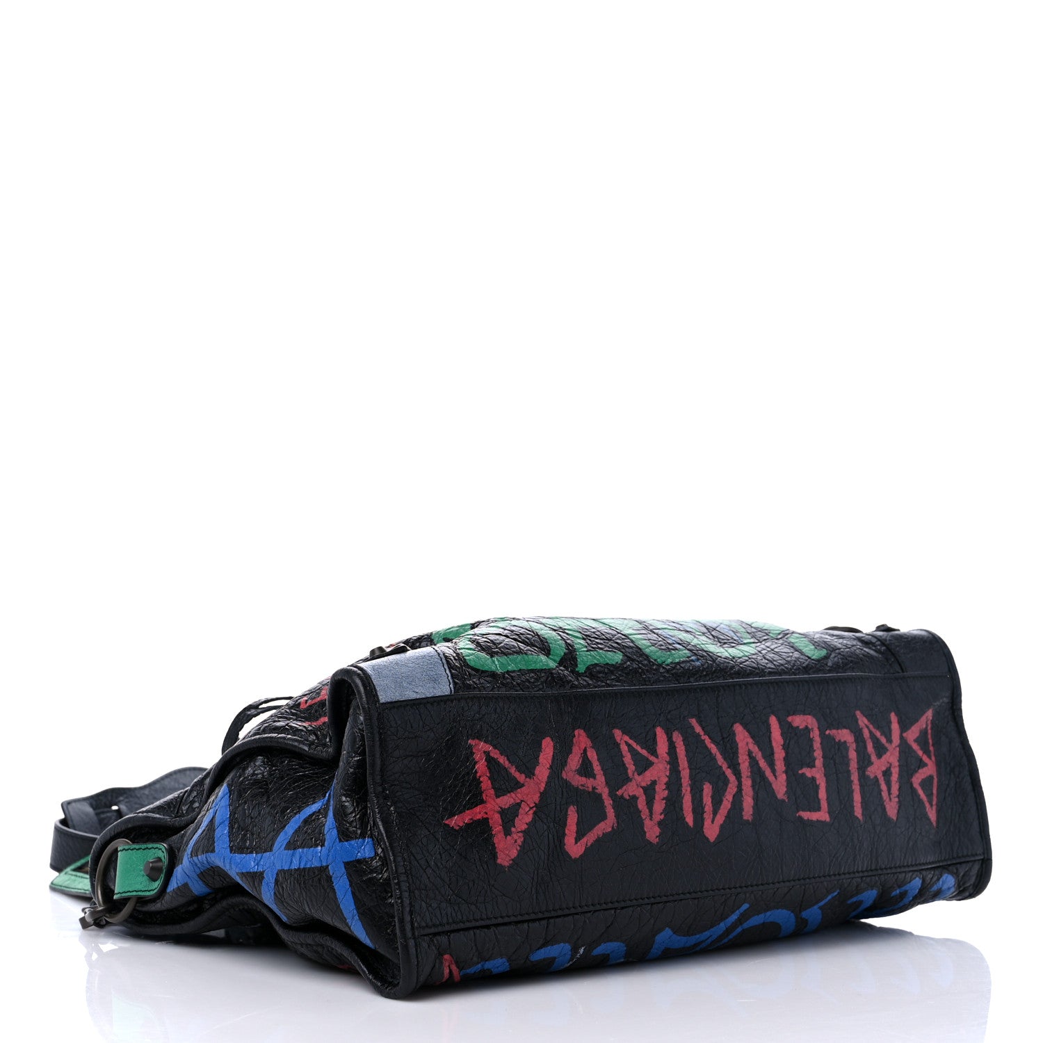 Balenciaga Agneau Graffiti All Over Classic Hardware City Black Vert Rouge 4 of 9