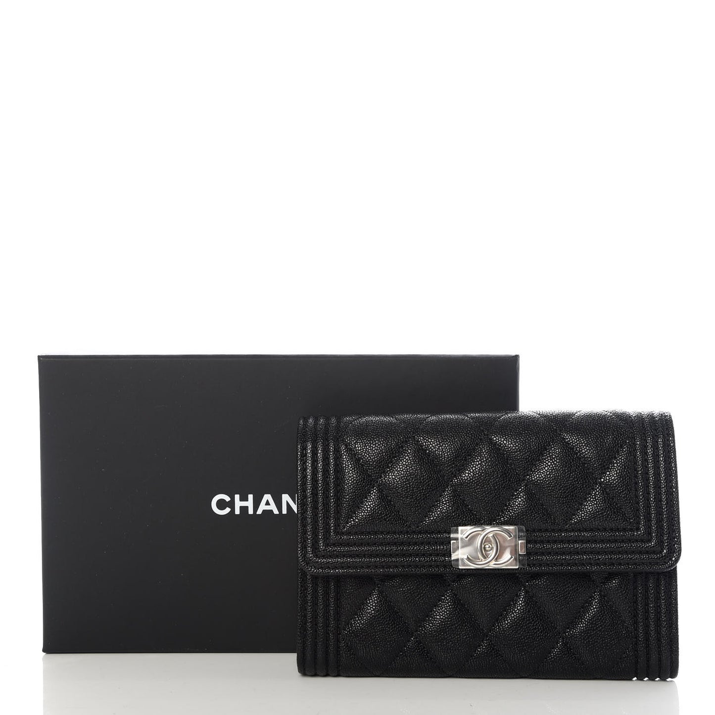 Caviar Quilted Medium Boy Flap Wallet Black